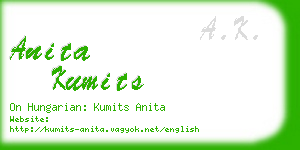 anita kumits business card